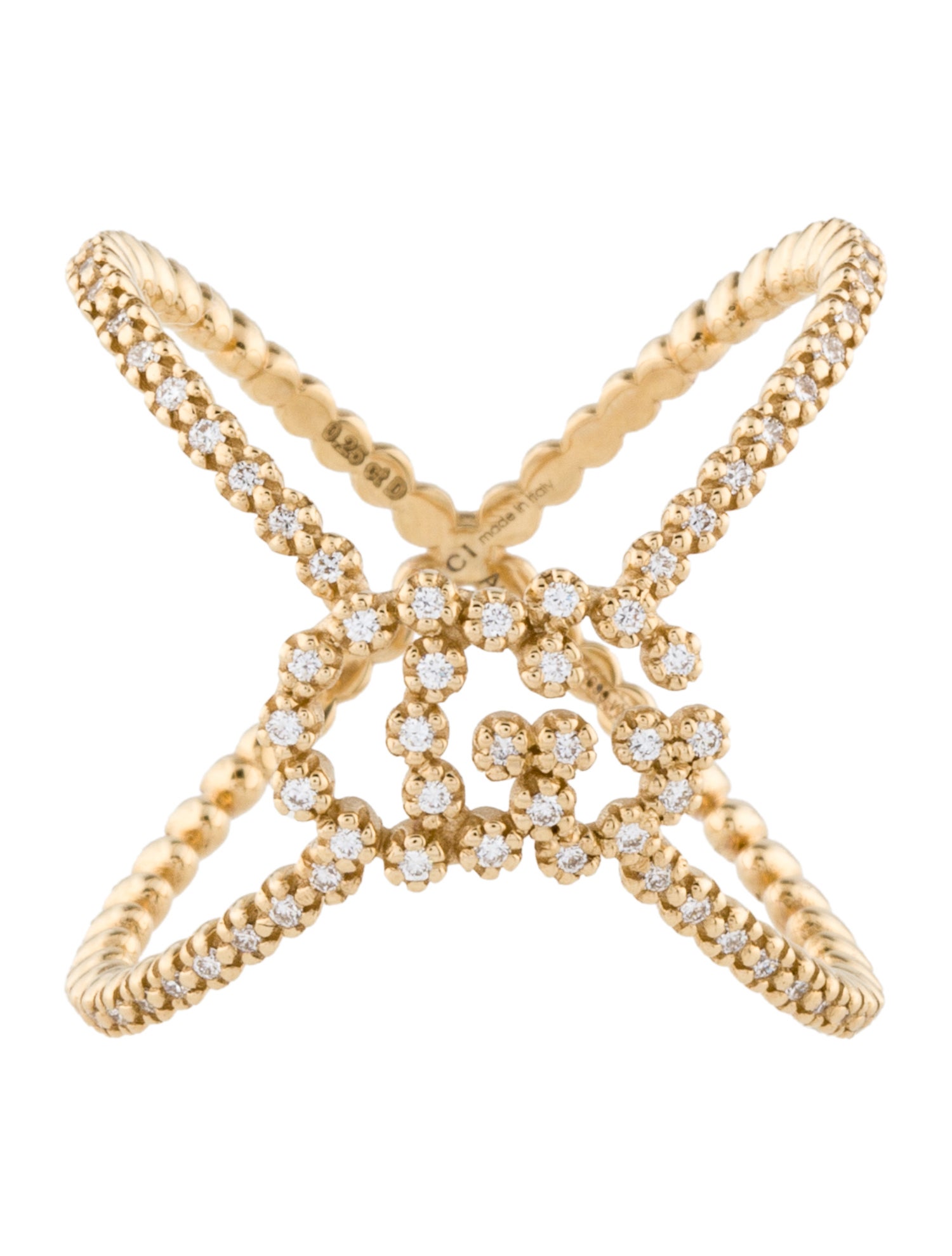 Gucci 18K Diamond GG Running X Ring